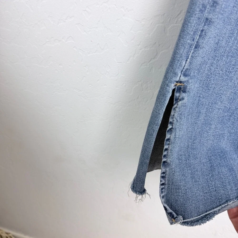 NEW We The Free Level‎ Up Slit Bootcut Jeans Blue High Rise Raw Hem Size 32
